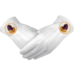 DOI Gloves - White Leather With Round Patch
