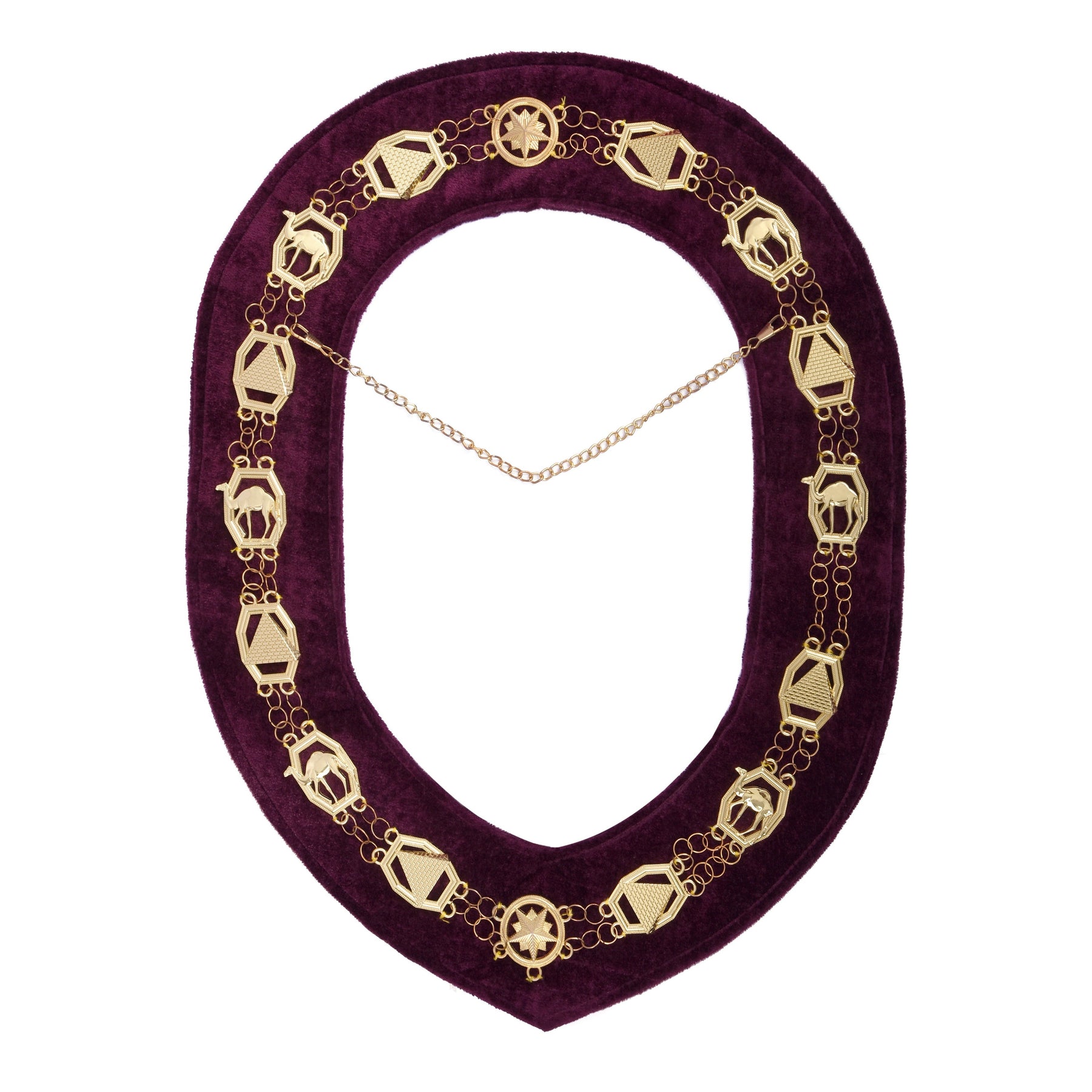 DOKO Chain Collar - Gold Plated With Burgundy Velvet