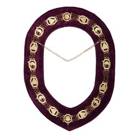 DOKO Chain Collar - Gold Plated With Burgundy Velvet