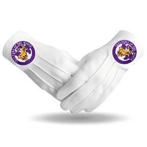 Elks of the World Gloves - White Cotton Buck and Doe