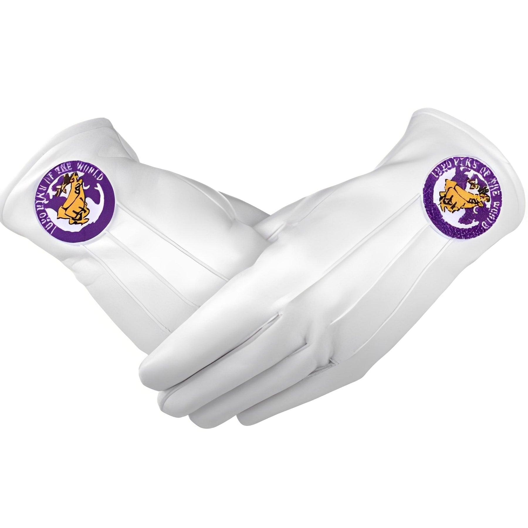 Elks of the World Gloves - White Leather Buck and Doe