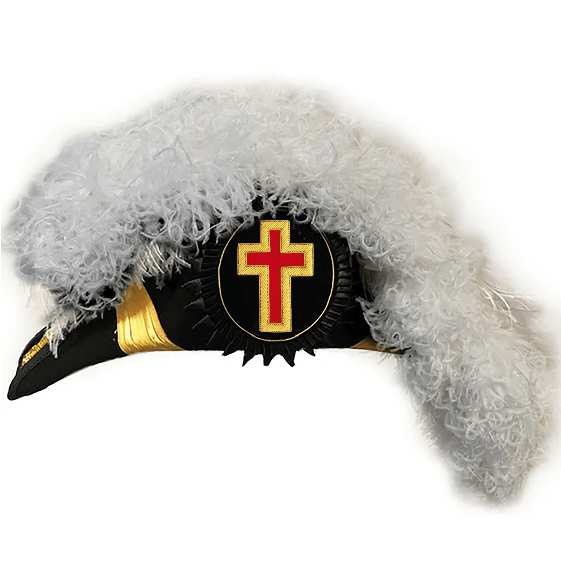 Eminent Commander Knights Templar Chapeau - All White Plumes - Bricks Masons