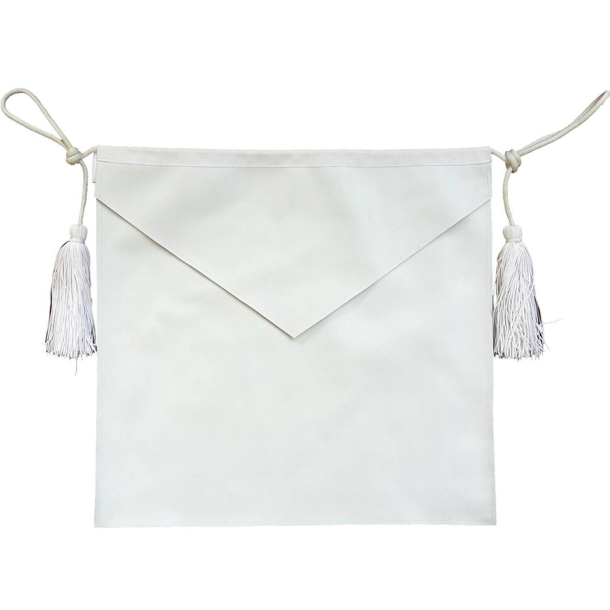 Entered Apprentice Blue Lodge Apron - All White with Cords - Bricks Masons
