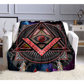 Eye Of Providence Blanket - Black & Red