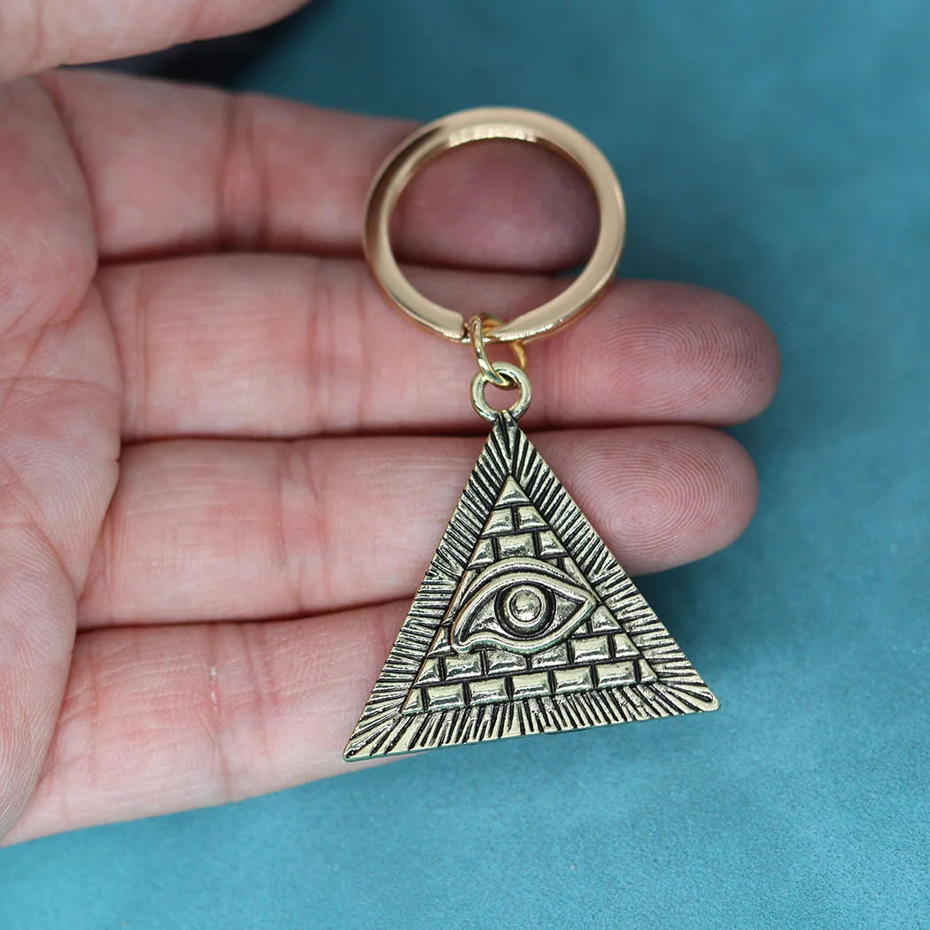 Eye Of Providence Keychain - Zinc Alloy Pyramid All-Seeing Eye Eye Of Providence Keychain - Zinc Alloy Pyramid All-Seeing Eye