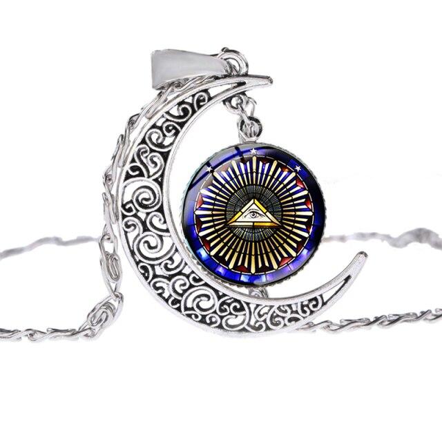 Master Mason Blue Lodge Necklace - Moon Shaped (10 designs) - Bricks Masons