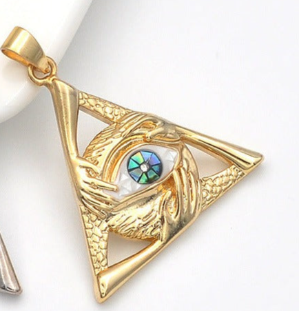 Eye Of Providence Pendant - Silver & Gold All Seeing Eye Pendant - Bricks Masons