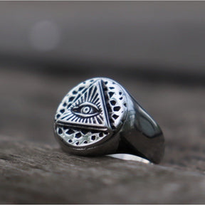 Eye Of Providence Ring - Ancient Silver Color
