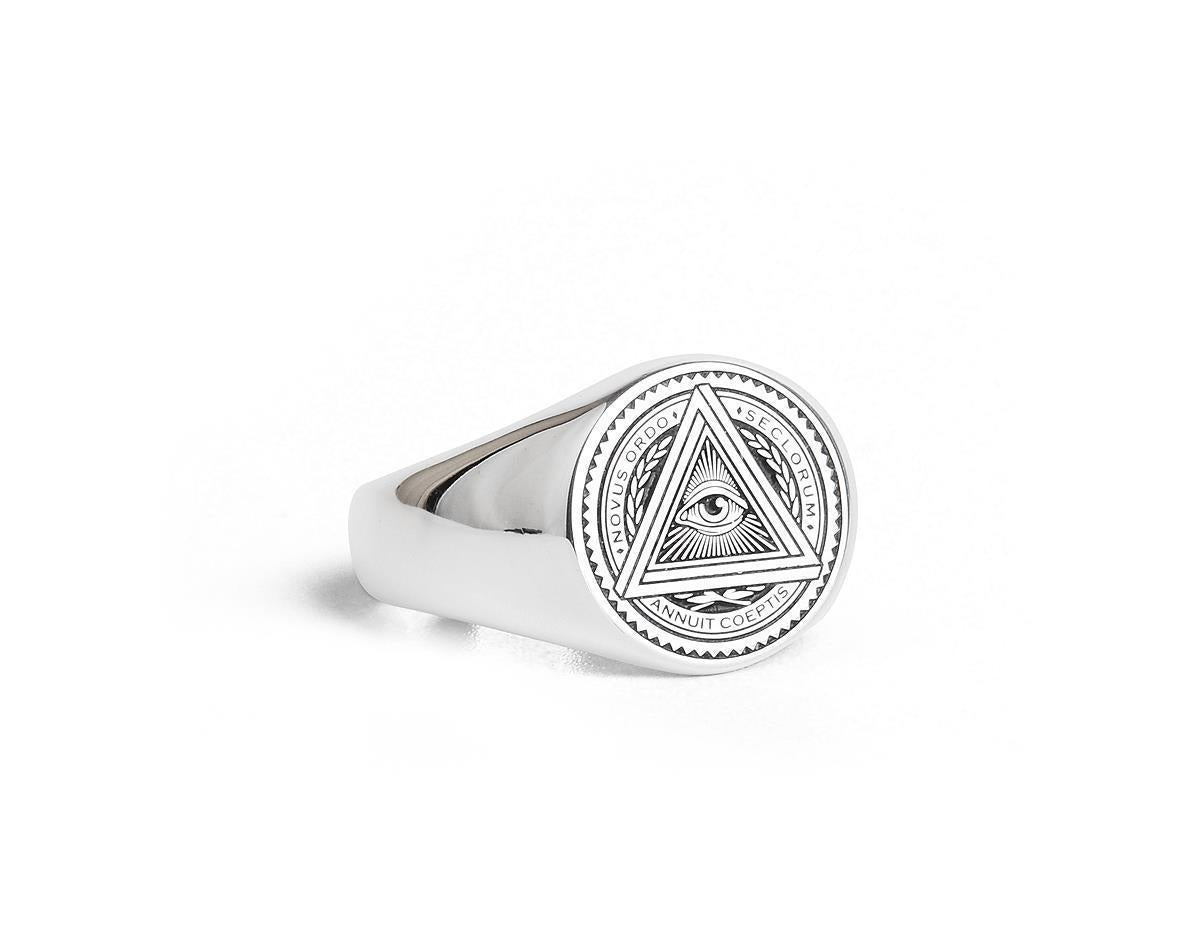 Eye Of Providence Ring - Silver Annuit Coeptis - Bricks Masons