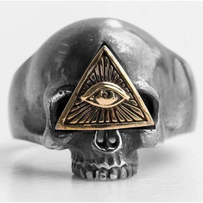 Ring „Auge der Vorsehung“ – Totenkopf-Silber