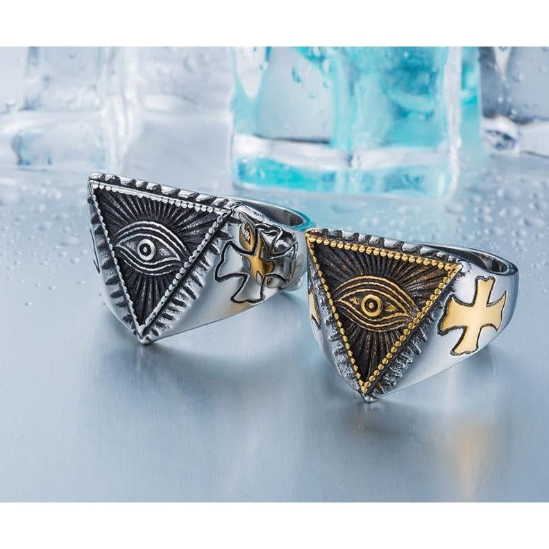 Eye Of Providence Ring - Stainless Steel Silver & Gold