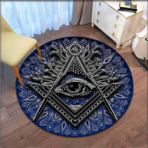Masonic Rugs Master Mason Blue Lodge Rug - Square and compass G Room Round & Carpets ...