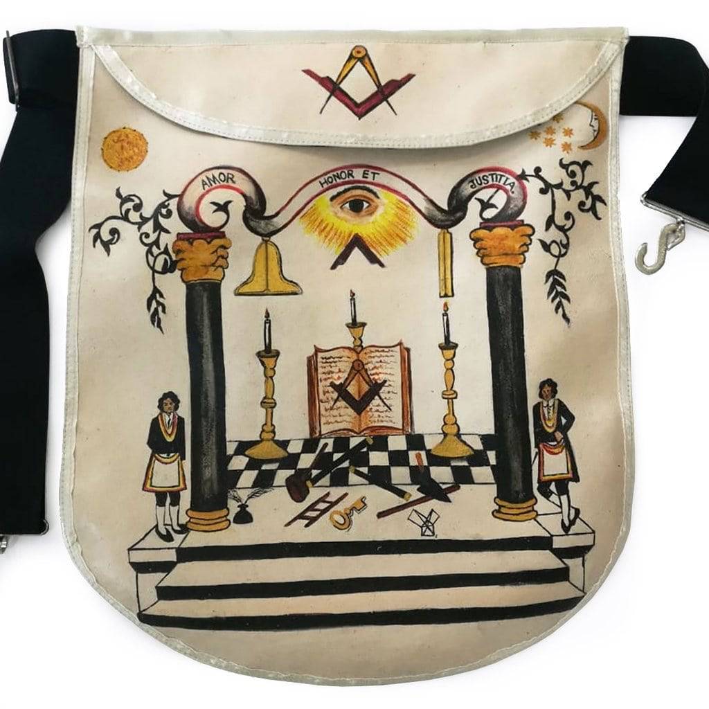 Hand-Painted Apron - 18th Century Inspired Lambskin