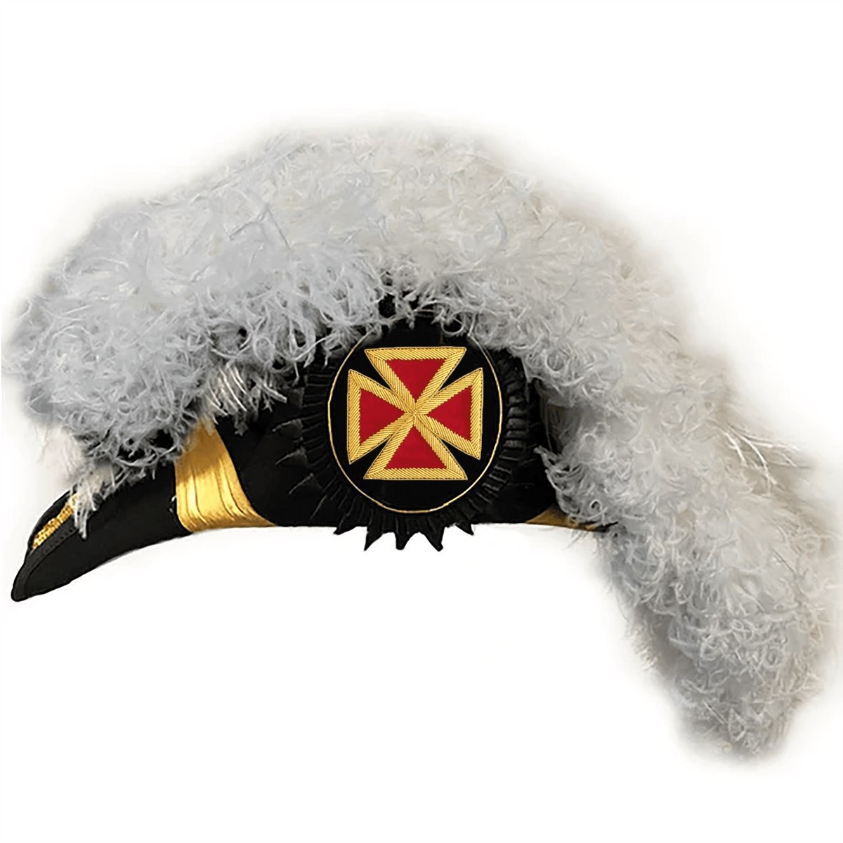 Grand Commander Knights Templar Chapeau - All White Plumes - Bricks Masons
