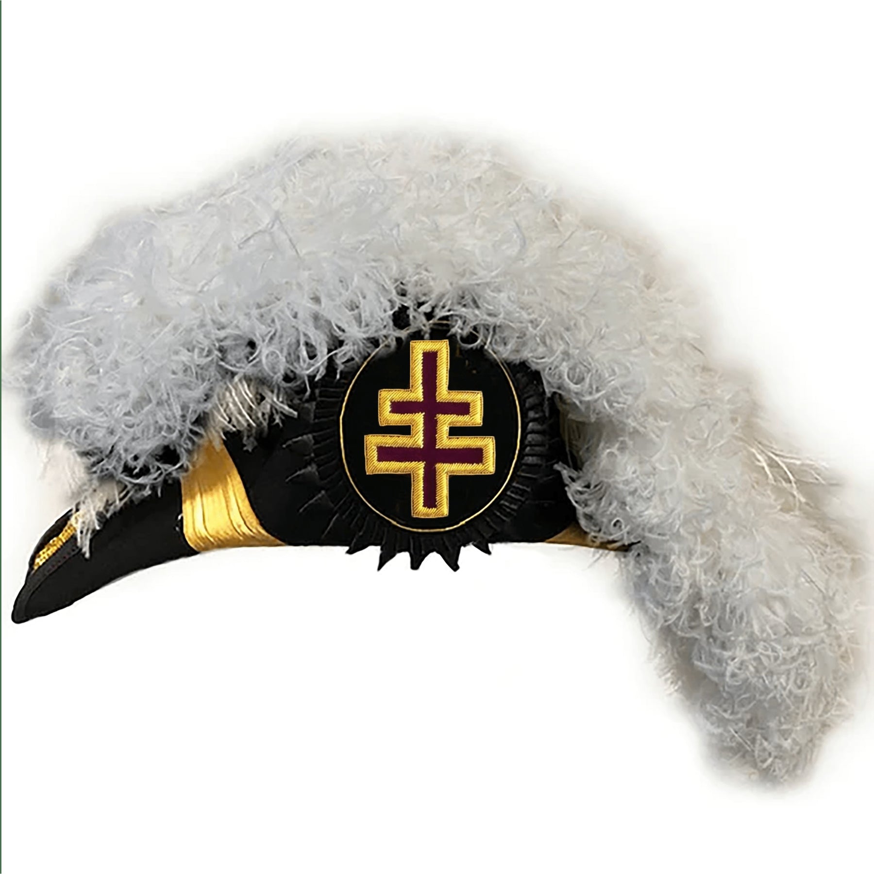Grand Encampment Officer Knights Templar Chapeau - All White Plumes