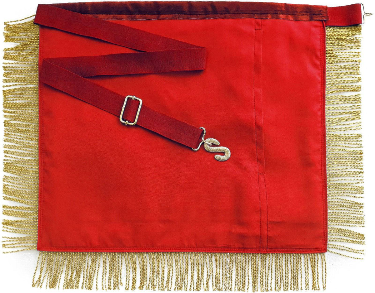 Grand High Priest Royal Arch Chapter Apron - Red Velvet Triple Tau Insignia - Bricks Masons