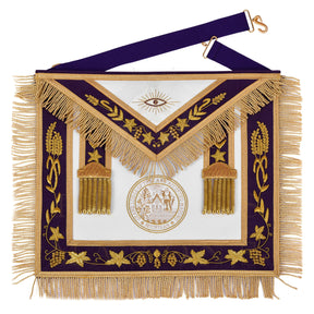 Grand Master Blue Lodge Apron - Quality A Premium Quality Purple Velvet Gold Bullion