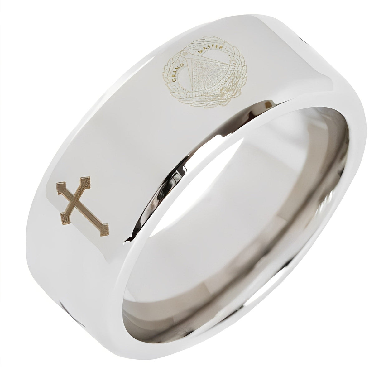Grand Master Blue Lodge Ring - Beveled Silver Cross
