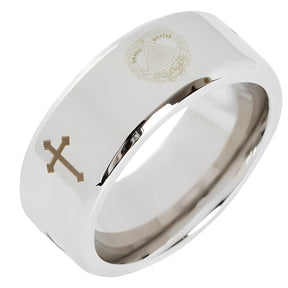 Grand Master Blue Lodge Ring - Beveled Silver Cross
