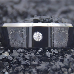 Grand Master Blue Lodge Ring - Black Silver Bevel With CZ Stone