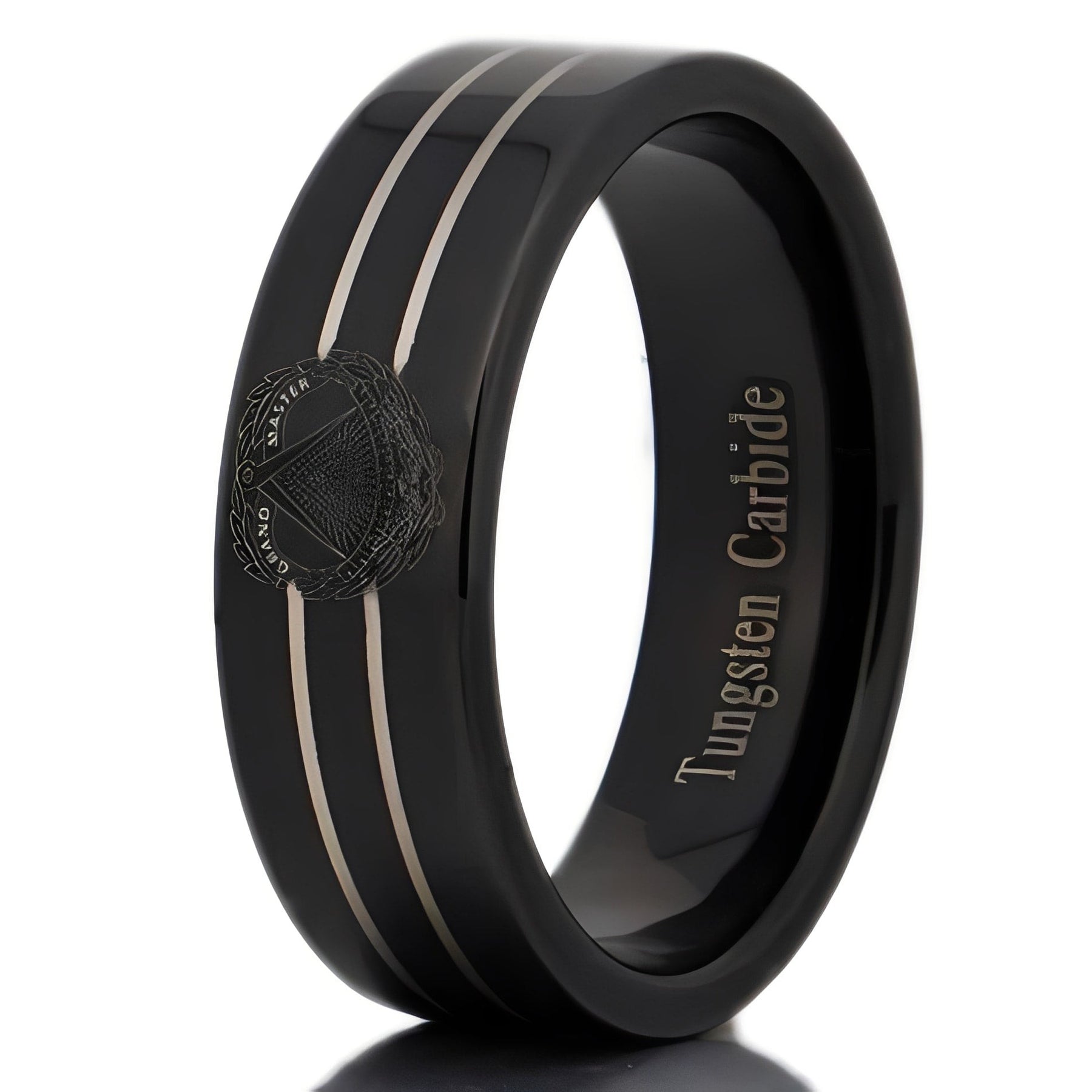 Anillo de la Logia Azul del Gran Maestro - Tungsteno negro personalizable