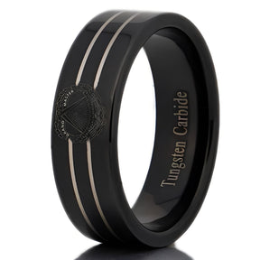 Anillo de la Logia Azul del Gran Maestro - Tungsteno negro personalizable