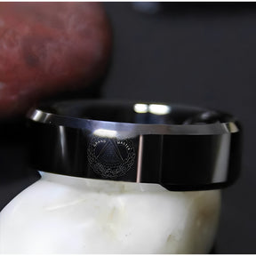 Grand Master Blue Lodge Ring - Black Tungsten Personalizable