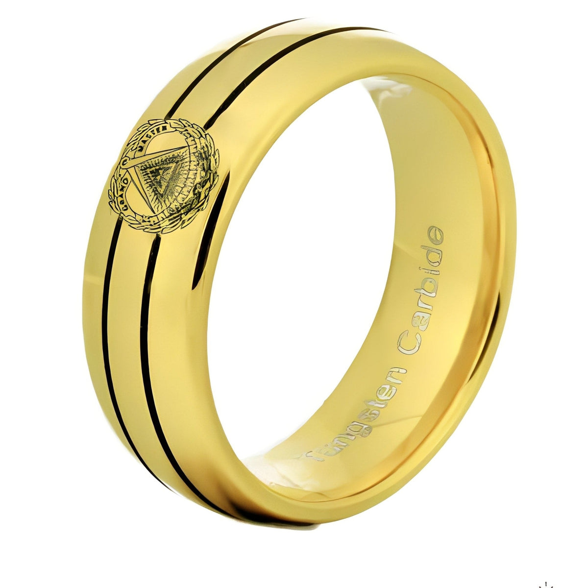Grand Master Blue Lodge Ring - Gold Rounded Tungsten Personalizable