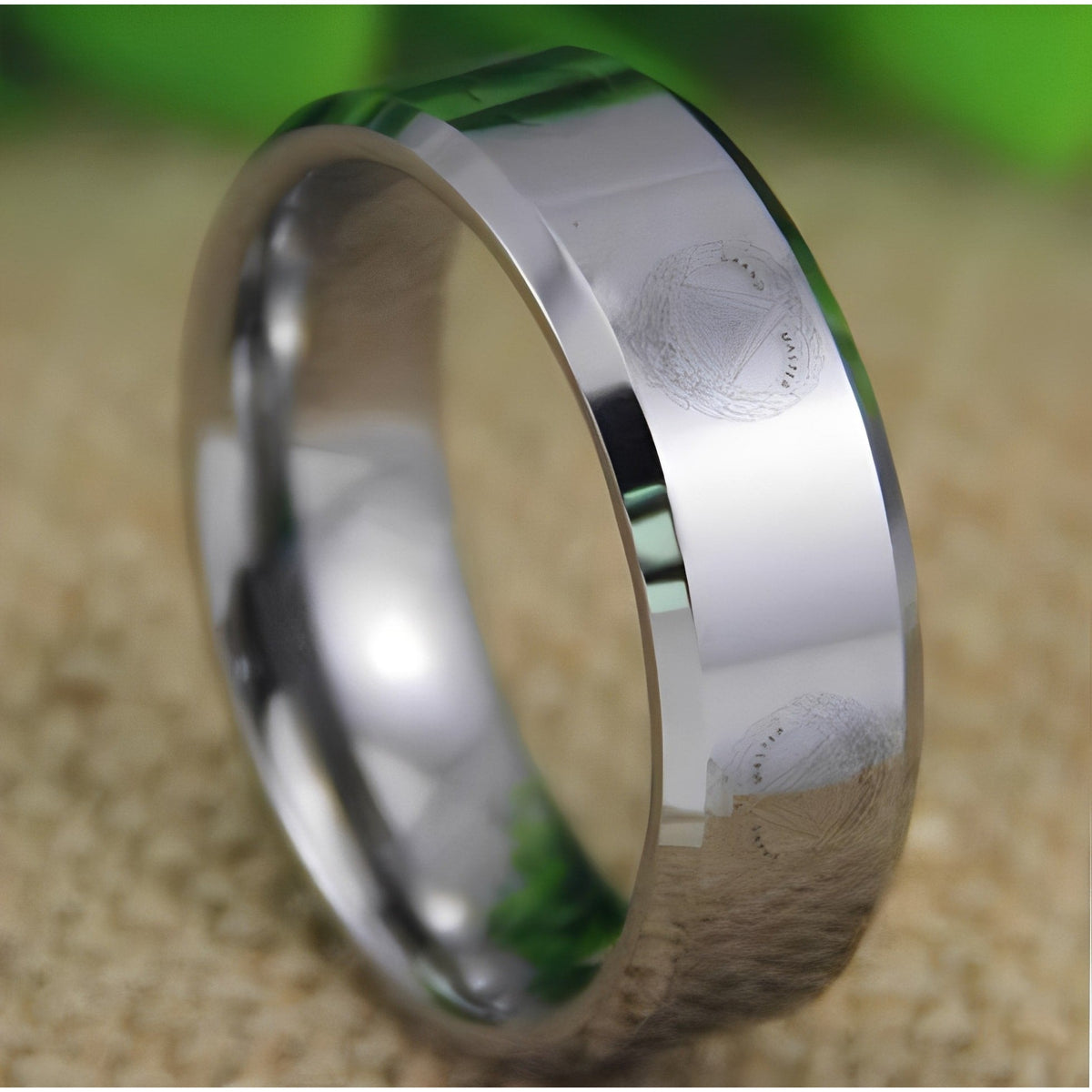 Grand Master Blue Lodge Ring - Silver Bevel Tungsten Personalizable