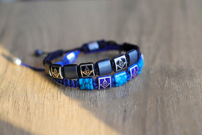 Master Mason Blue Lodge Bracelet - Handcrafted Blue & Black Enamel - Bricks Masons