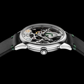 Master Mason Blue Lodge Wristwatch -  Silver Skeleton Dial Intricate Detailing