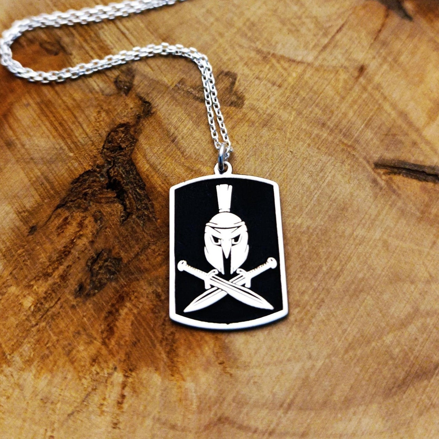 Knights Templar Necklace - Black & Silver Helmet With Swords Various Sizes - Bricks Masons