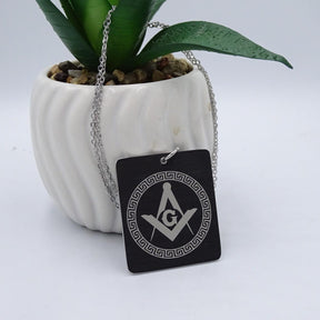 Master Mason Blue Lodge Necklace - Black Anodized Aluminium Pendant
