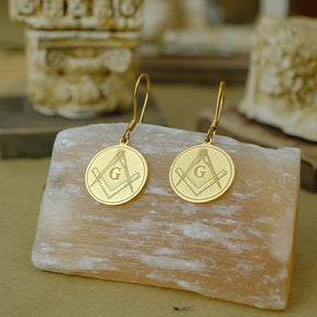 Master Mason Blue Lodge Earrings - Square & Compass G Various Materials - Bricks Masons