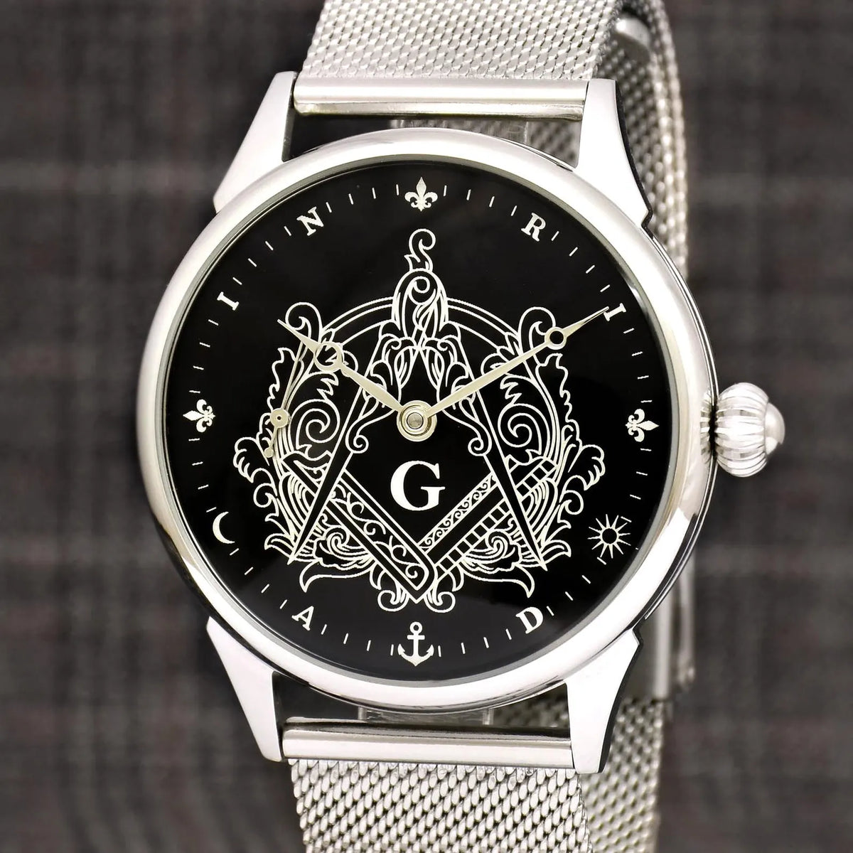 Master Mason Blue Lodge Wristwatch - Hidden Symbols Bracelet - Bricks Masons