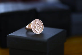Master Mason Blue Lodge Ring - 14k & 18k Various Gold Colors - Bricks Masons