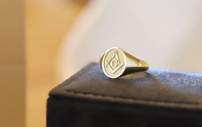Master Mason Blue Lodge Ring - 14k & 18k Various Gold Colors - Bricks Masons