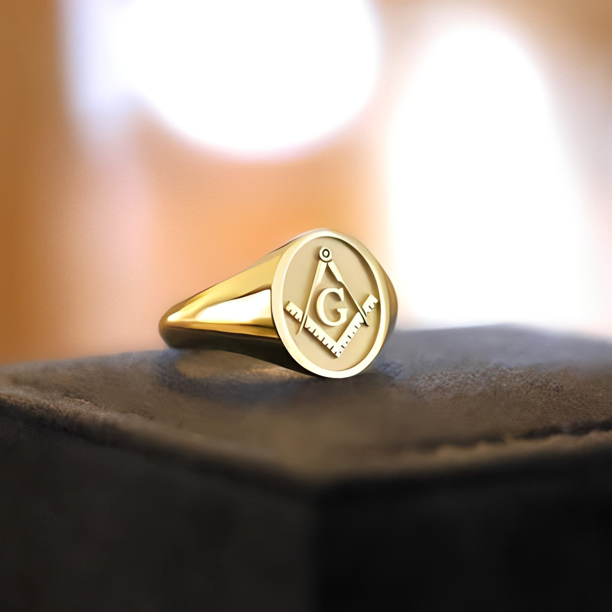 Master Mason Blue Lodge Ring - 14k & 18k Various Gold Colors - Bricks Masons