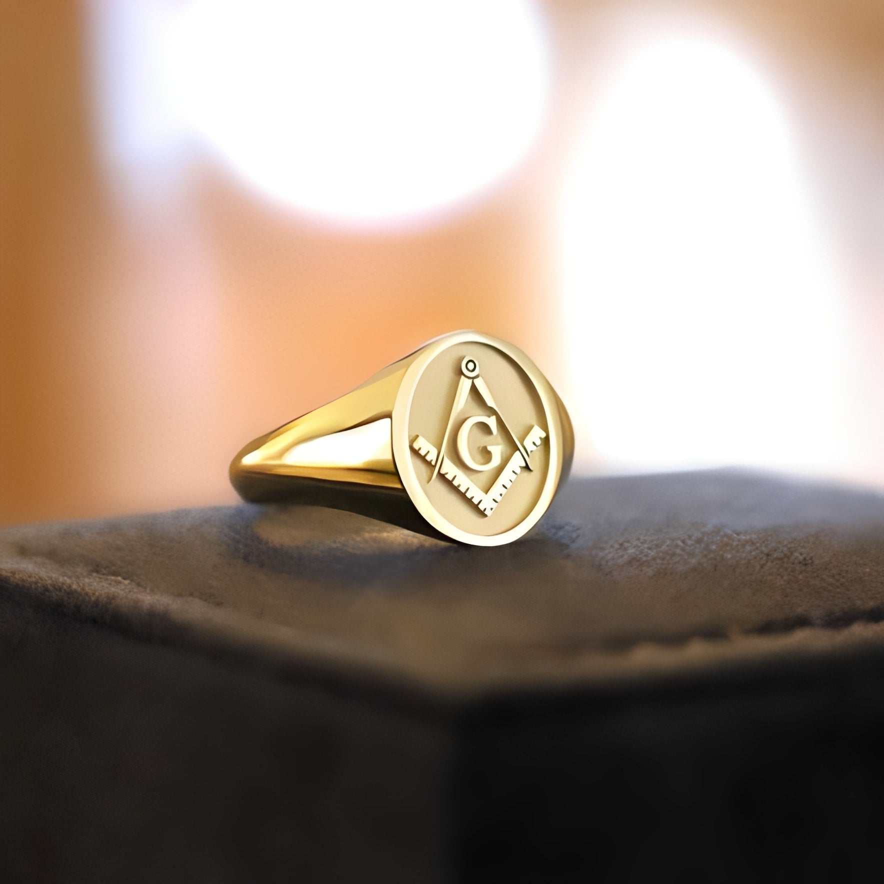 Master Mason Blue Lodge Ring - 14k & 18k Various Gold Colors - Bricks Masons