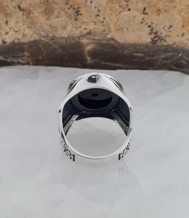 Master Mason Blue Lodge Ring - Handmade Sterling Silver Masonic Ring: Black Onyx - Bricks Masons