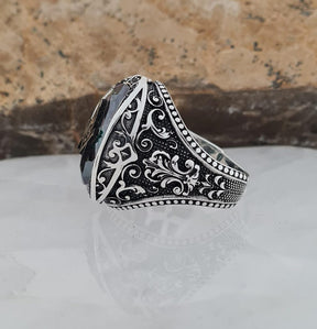 Master Mason Blue Lodge Ring - Mystic Topaz & Cubic Zirconia - Bricks Masons