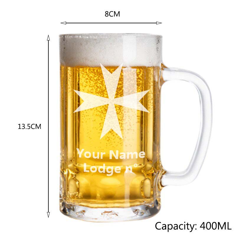 Order Of Malta Commandery Beer Glass - Various Shapes - Bricks Masons