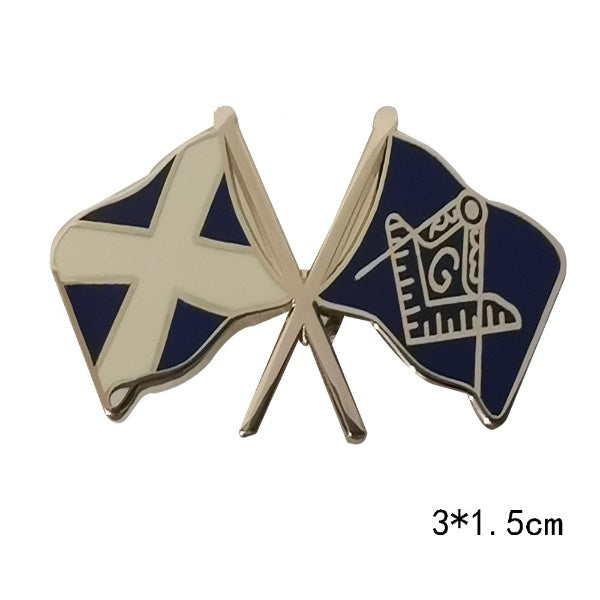 Master Mason Blue Lodge Lapel Pin - Variety of USA Scotland Denmark Japan Flags & Ribbons - Bricks Masons