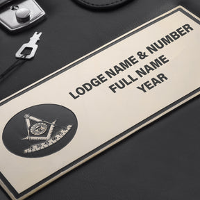 Past Master Blue Lodge California Regulation Apron Case - Metal plate Personalization - Bricks Masons