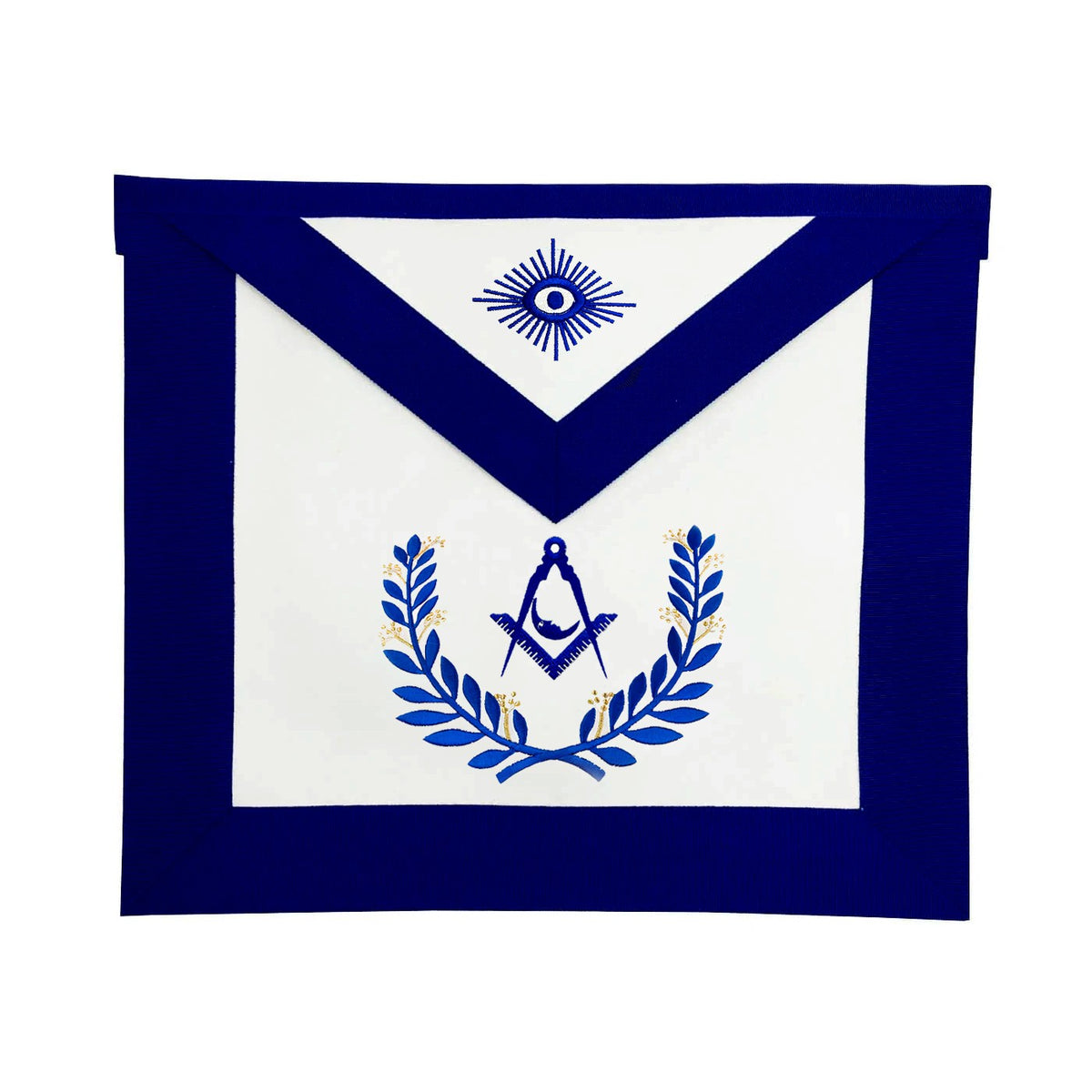 Junior Deacon Blue Lodge Officer Apron - Royal Blue Wreath Embroidery