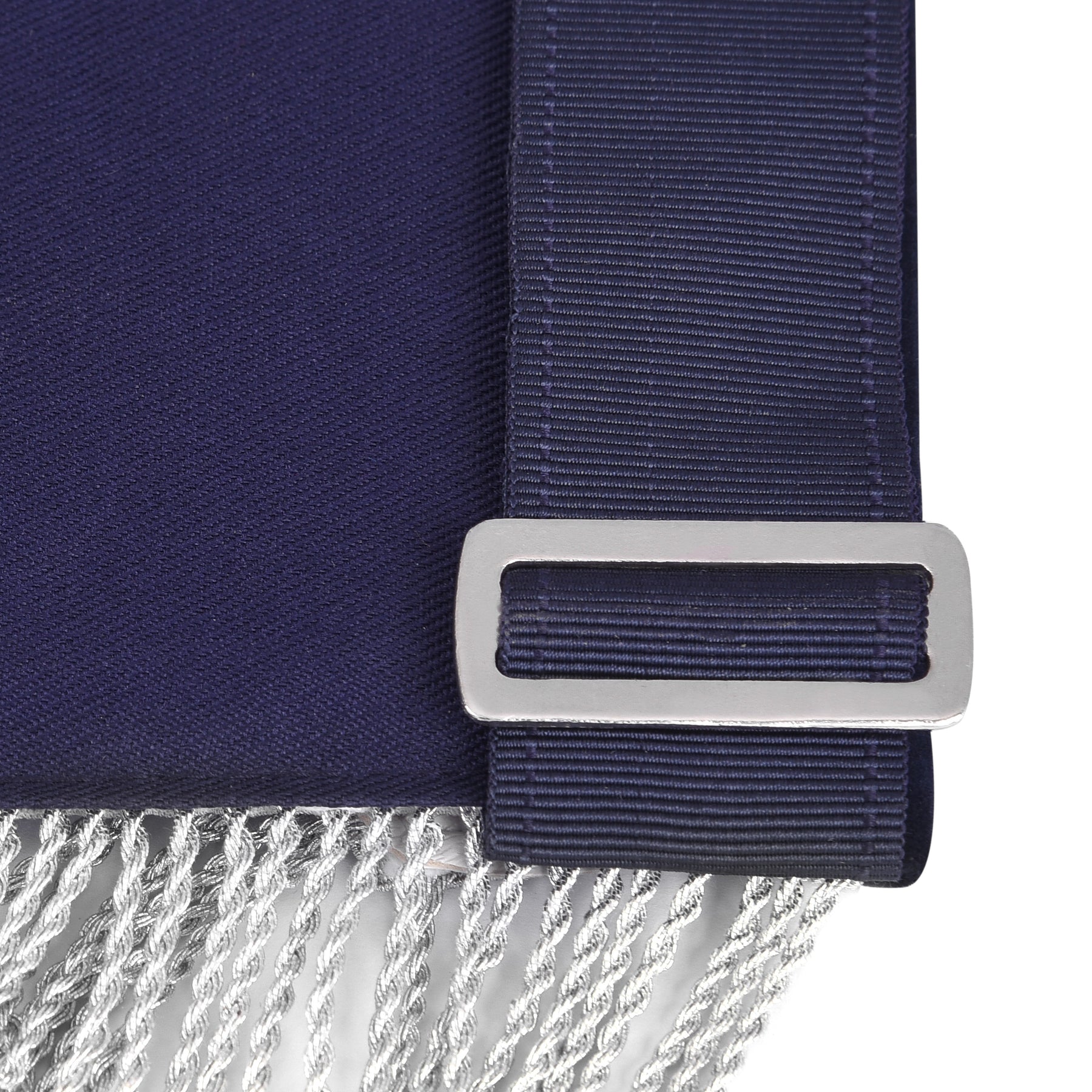 Junior Warden Blue Lodge Officer Apron - Dark Blue With Silver Hand Embroidery Bullion - Bricks Masons