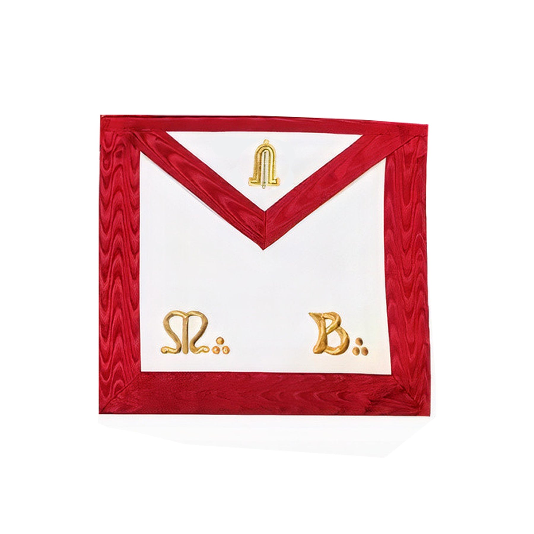 Junior Warden Scottish Rite Apron - Red Moire Gold Embroidery