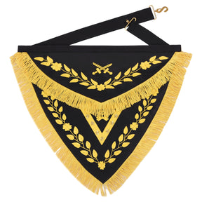 Knights Templar Apron - Triangular Black Velvet Hand Embroidery With Gold Tassels