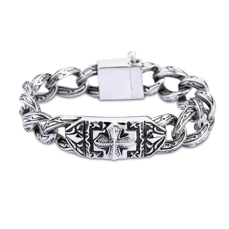 Knights Templar Bracelet - Silver Titanium Steel t