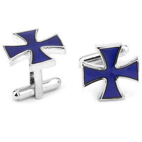 KNIGHTS TEMPLAR COMMANDERY CUFFLINK - BLUE ENAMEL CROSS - Bricks Masons
